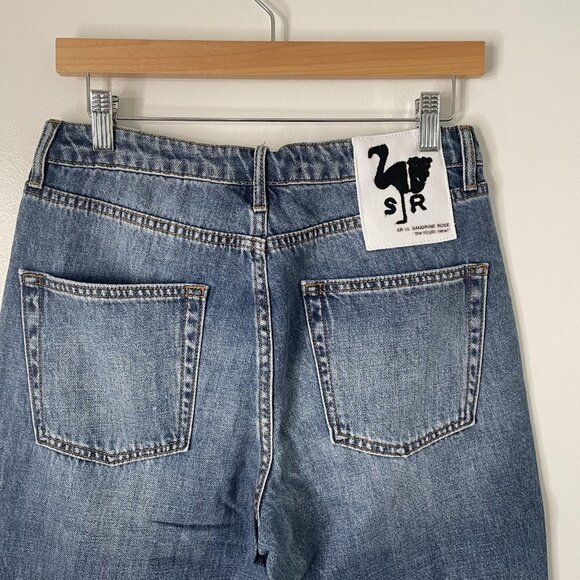 Sandrine Rose Jeans Womens 29 Blue Snow Ripped Button Fly Straight Distressed - Picture 6 of 13